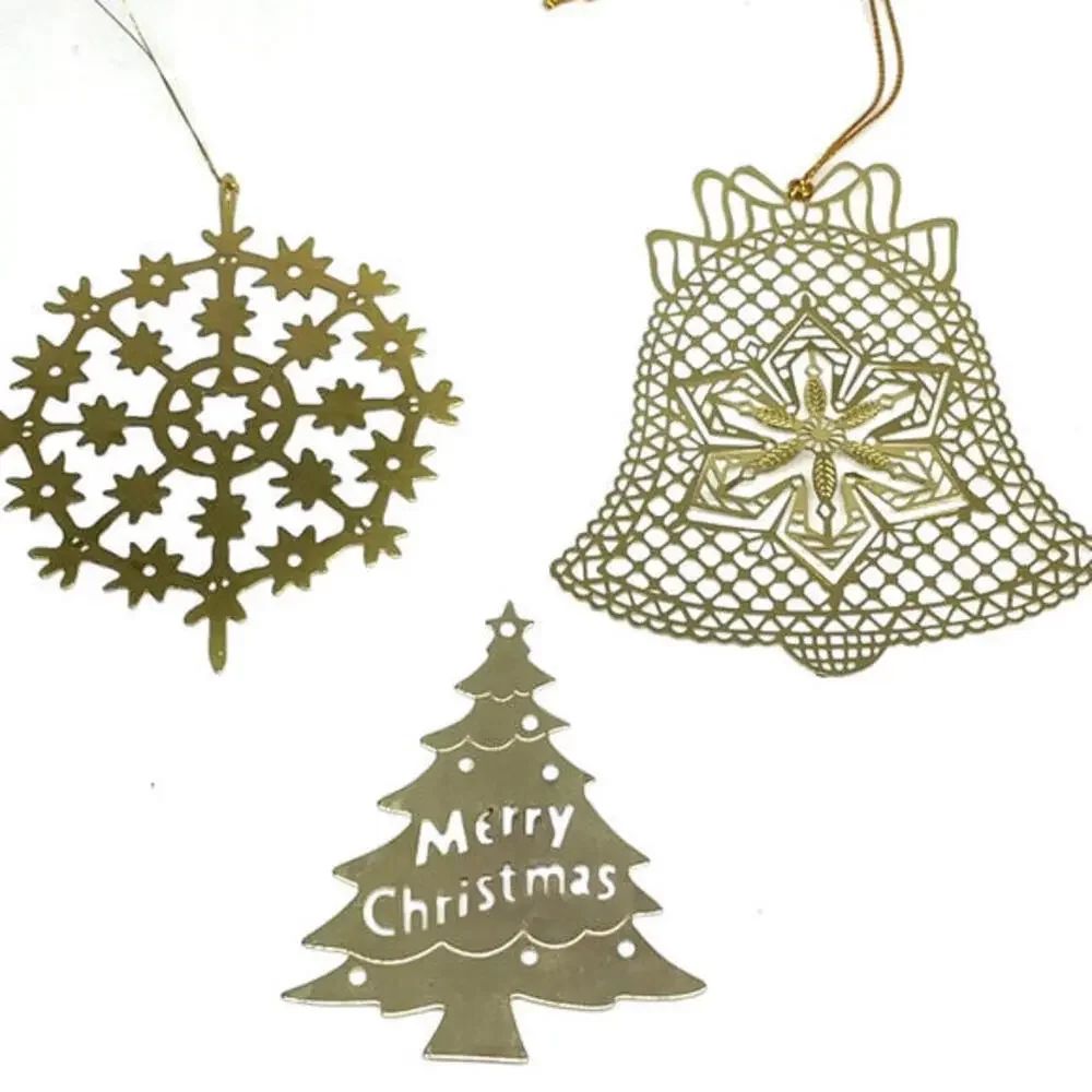 Snowflake Tree Bell Brass Christmas Ornaments LOT‎ of 3 Vintage